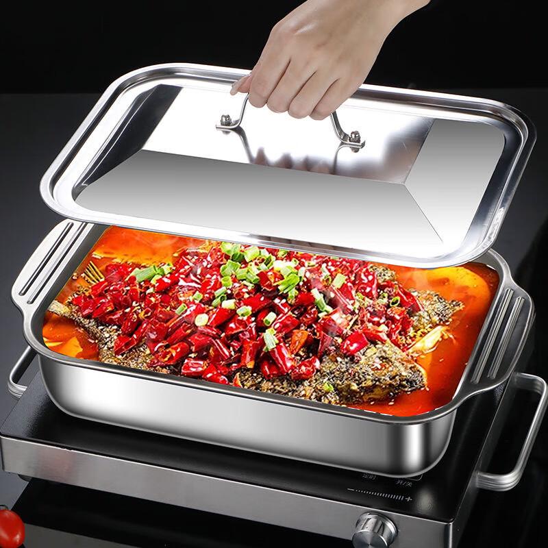 Tianze Rectangular Stainless Steel Deep Dish Roasting Pan with Lid