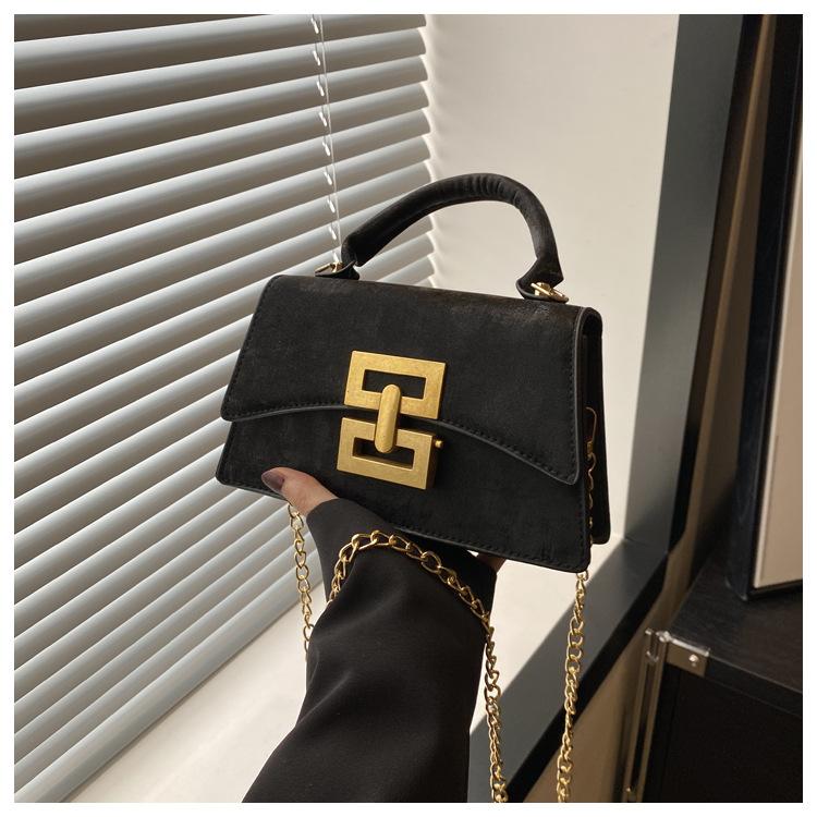 New trend retro women's casual fashion chain lock texture crossbody shoulder small square bag