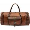 Men's Handmade Goat Leather Round Travel Bag Brown Weekend Gym Sport Duffel