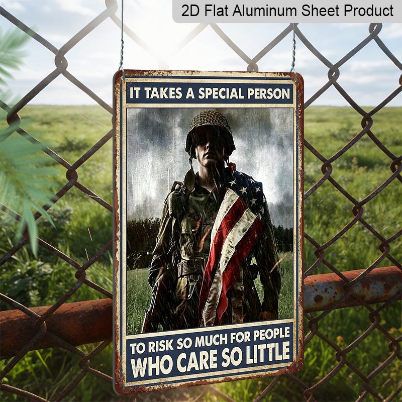 2D Flat Classic Retro Aluminum Plaque - Celebrating Courageous Veterans with Distinctive Design, Sturdy Metal Composition, Ideal Present for