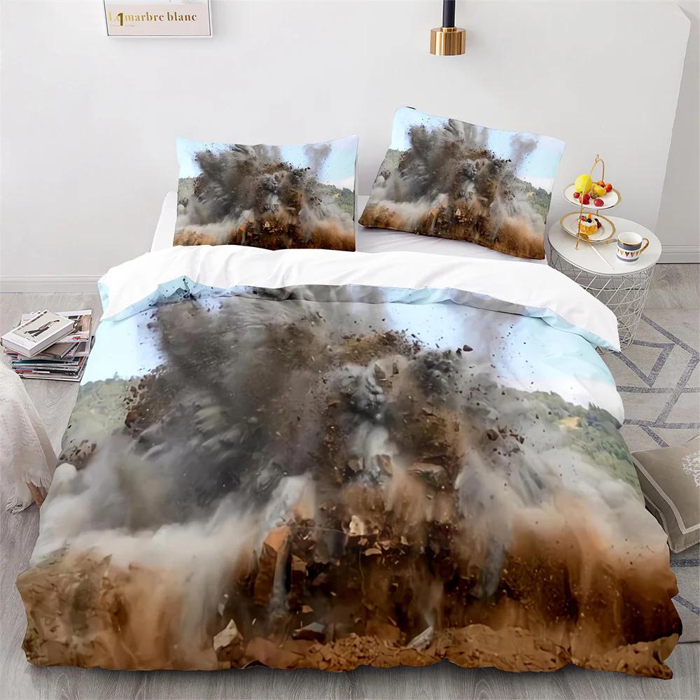 Explode Duvet Cover Orange Firework Shaped Pattern Disaster Theme King Queen Size For Kid Boy Girl Adults For Bedroom Decoration