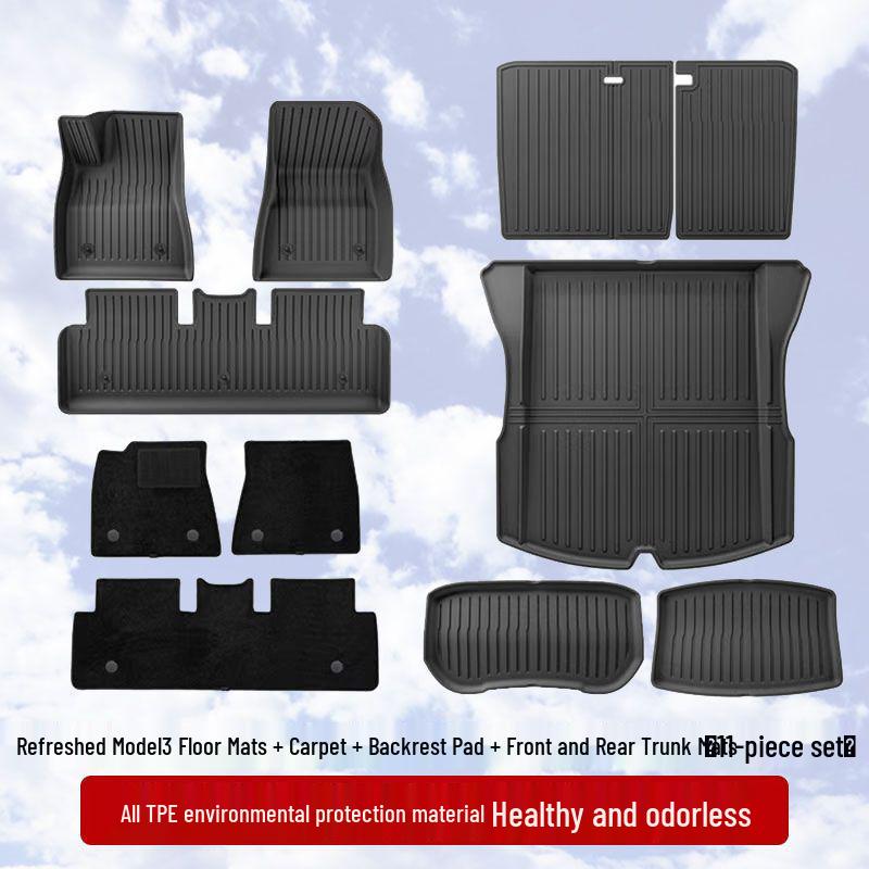 Tesla Model Y/3 Facelift Left-Hand Drive HK TPE Odorless Floor & Trunk Mats