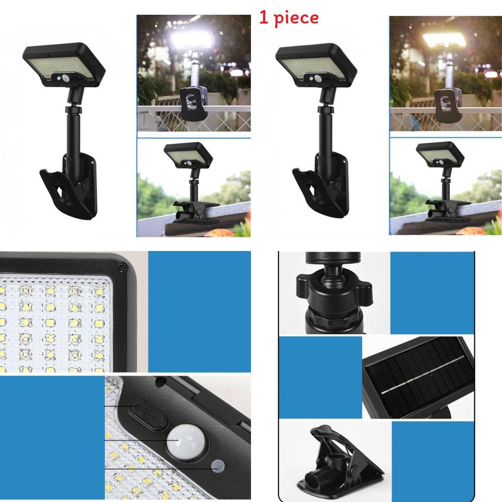 Solar Powered Led Clamp Light For Outdoor Garden Patio Lawn With Motion Sensor