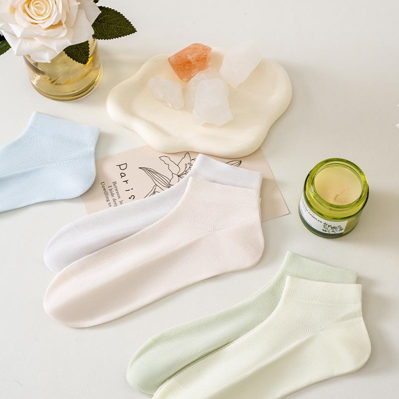 100% Cotton Women's Mesh Mid-Calf Socks - Antibacterial, Thin, Summer Style