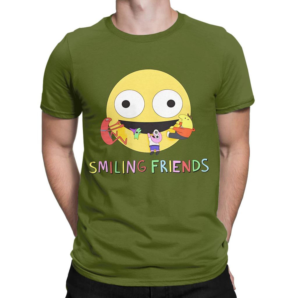 Smiling Friends Logo Novelty 100 Cotton TShirt Smiling Friends Season 2 Tops Tees For Unisex