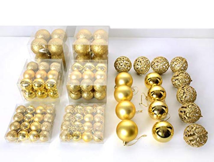 Christmas Luxury Set of Christmas Tree Gorgeous and Perfect for Christmas Beautiful Gold Ball Christmas DIY E-Fly Ornaments, 100, Ornaments, Stylish,
