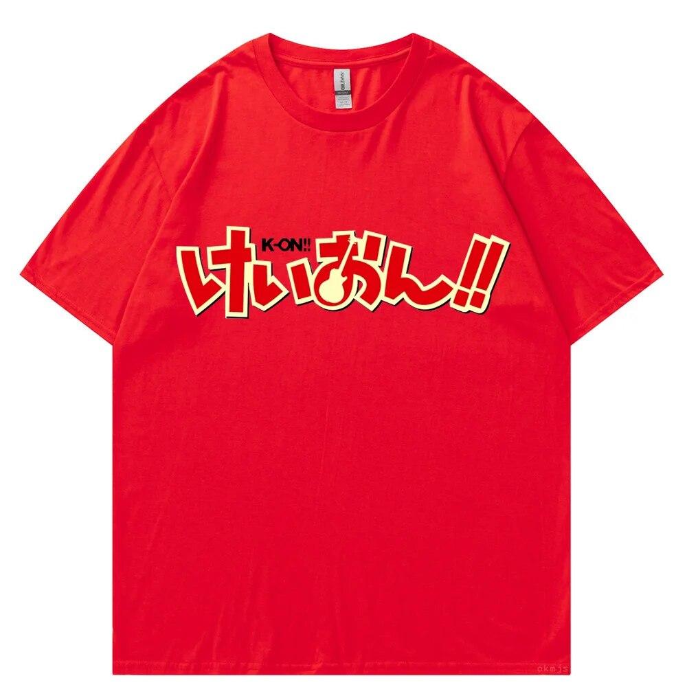T-Shirt Unisex k-on Grafik weißes T-Shirt Vintage Grunge Japan T-Shirt Grafikästhetik Übergroßes Baumwoll-Kurzarm-T-Shirt T-Shirt