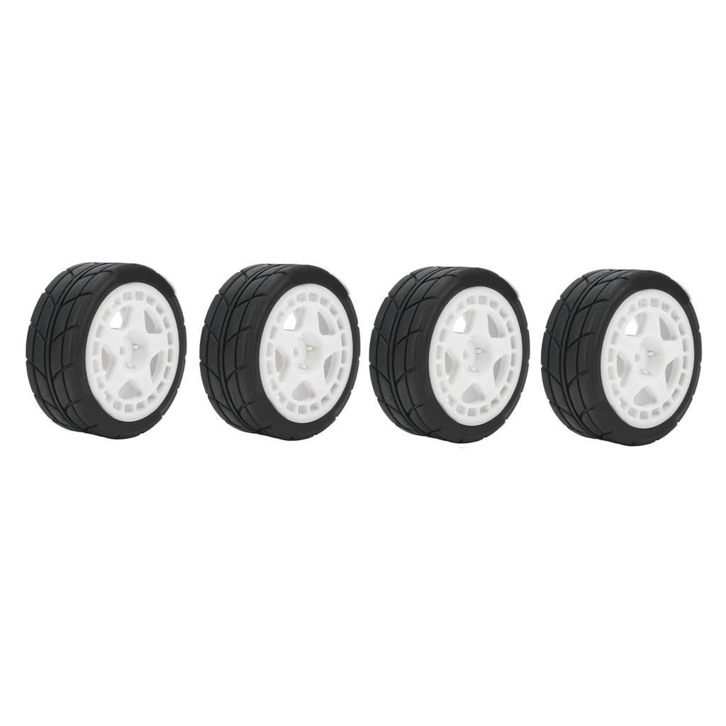 4PCS 1 10 RC Wheel Tires with Hub Fin Plastics Rubber RC Flat Wheel for Car Upgrade Parts White