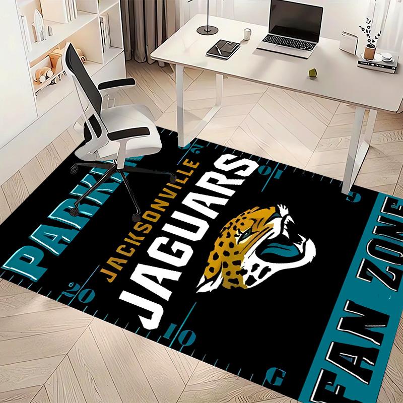 Jacksonville Jaguars Logo Print Area Rug - Soft, Washable Non-Slip Indoor Mat for Office Chairs, Living Room, Home Office Decorative Rug