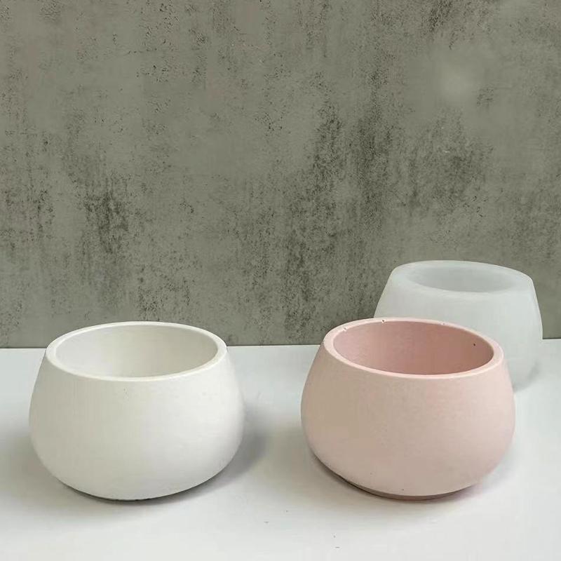 Round Gypsum Flower Pot Mold DIY Concrete Cement Candle Jar Silicone Molds Epoxy Resin Storage Box Handicraft Mould Home Decor