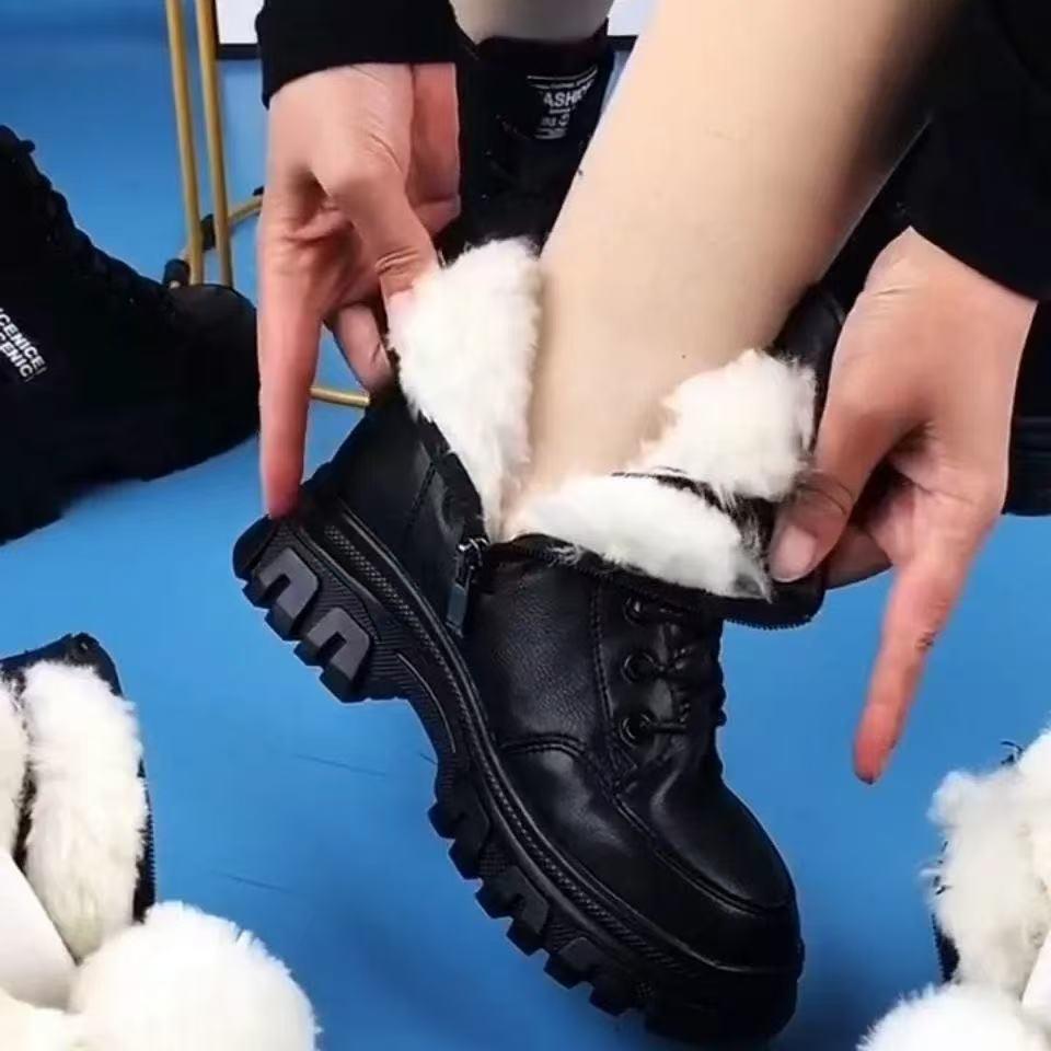 Popular thick-soled plush snow boots women's 2025 autumn and winter thickened cotton shoes British style Martin boots women's short boots