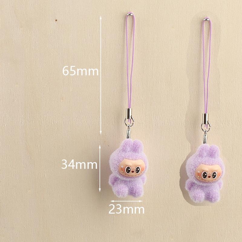 

2 шт. Милый кулон на рюкзак Флок Лабубу Цепочка для телефона Брелок Веревка для подвешивания чехла для наушников Шнурок против потери Декор сумки Подарок