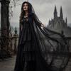 Halloween Kapuzenumhang aus Netzstoff Hexenkostüm Umhang für Damen und Herren