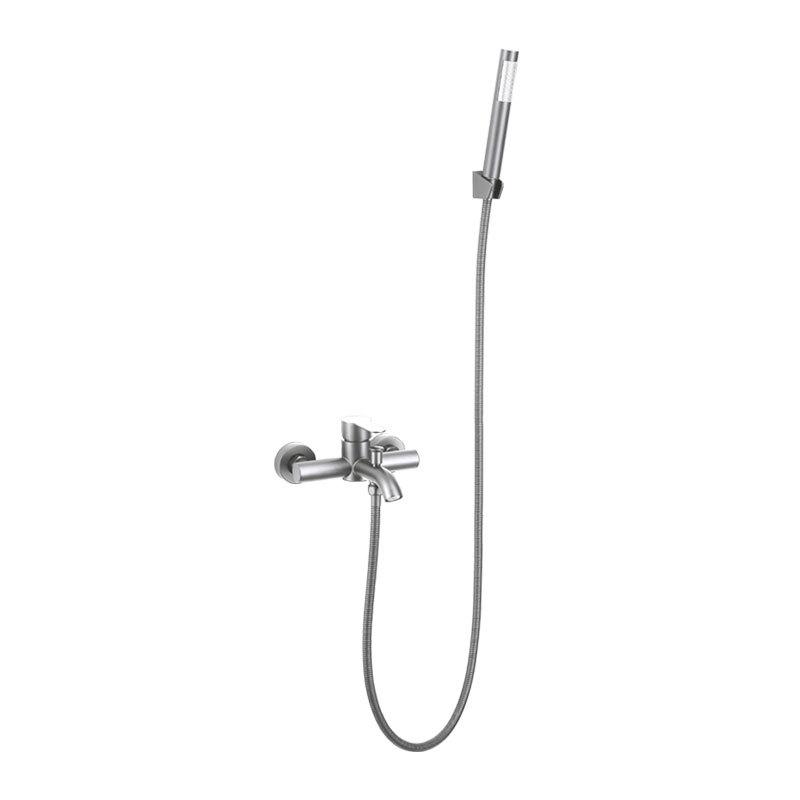 304 Stainless Steel Bathtub Faucet Hot and Cold Mixed Water Valve Triple Joint Simple Elbow Shower Faucet and Shower Head