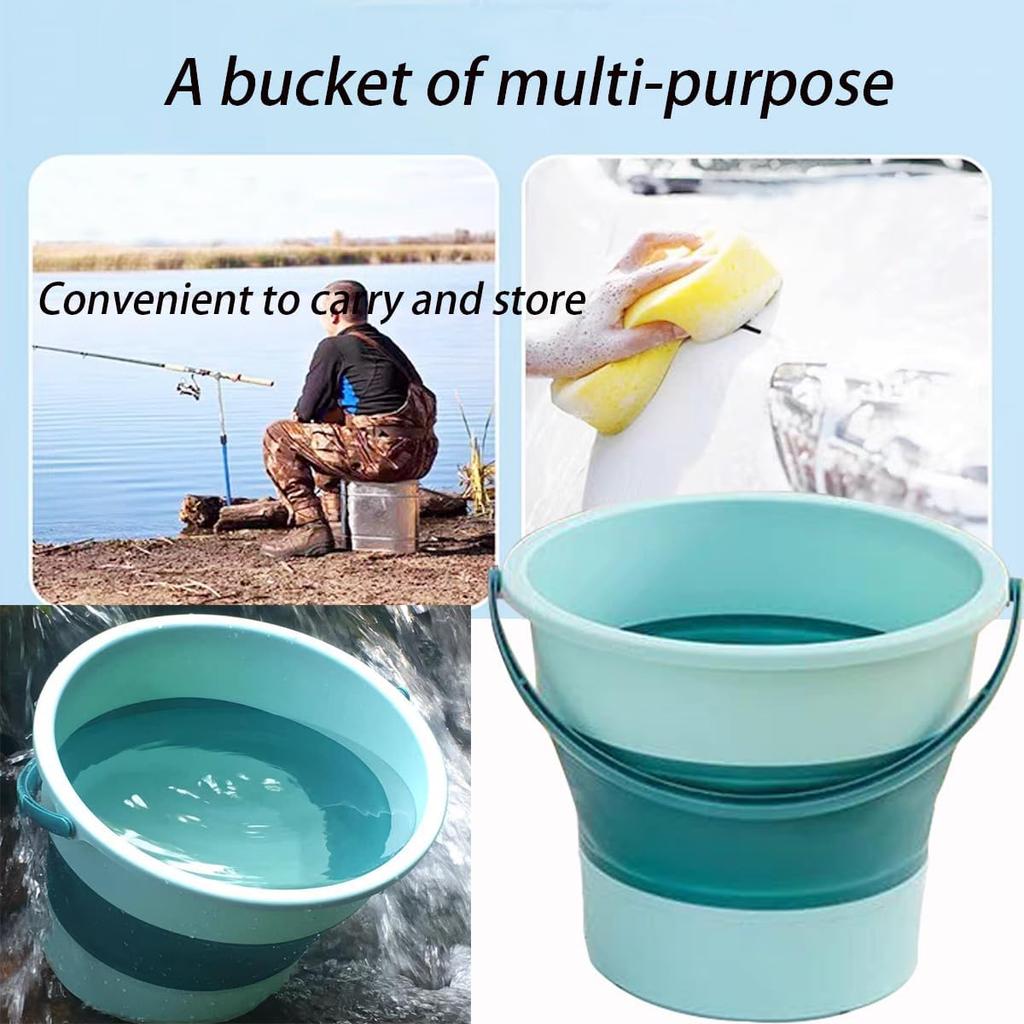 Portable Collapsible Bucket Multifunctional Thickened Silicone Bucket for Car Washing Fishing Camping Outdoor Water Container