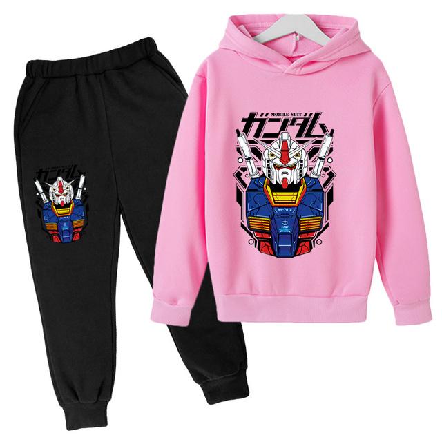 2025 Gundam Casual Kids Clothes 2 Piece Hoodies Set Clothing Cool Girls Clothing Boys Tracksuit Children Baby Clothes