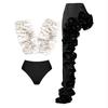 Solid Red Flower One Piece Swimsuit Luxury Women Swimwear Sexy Swim Suit Deep V Monokini Off Shoulder Bodysuit Bathingsuit