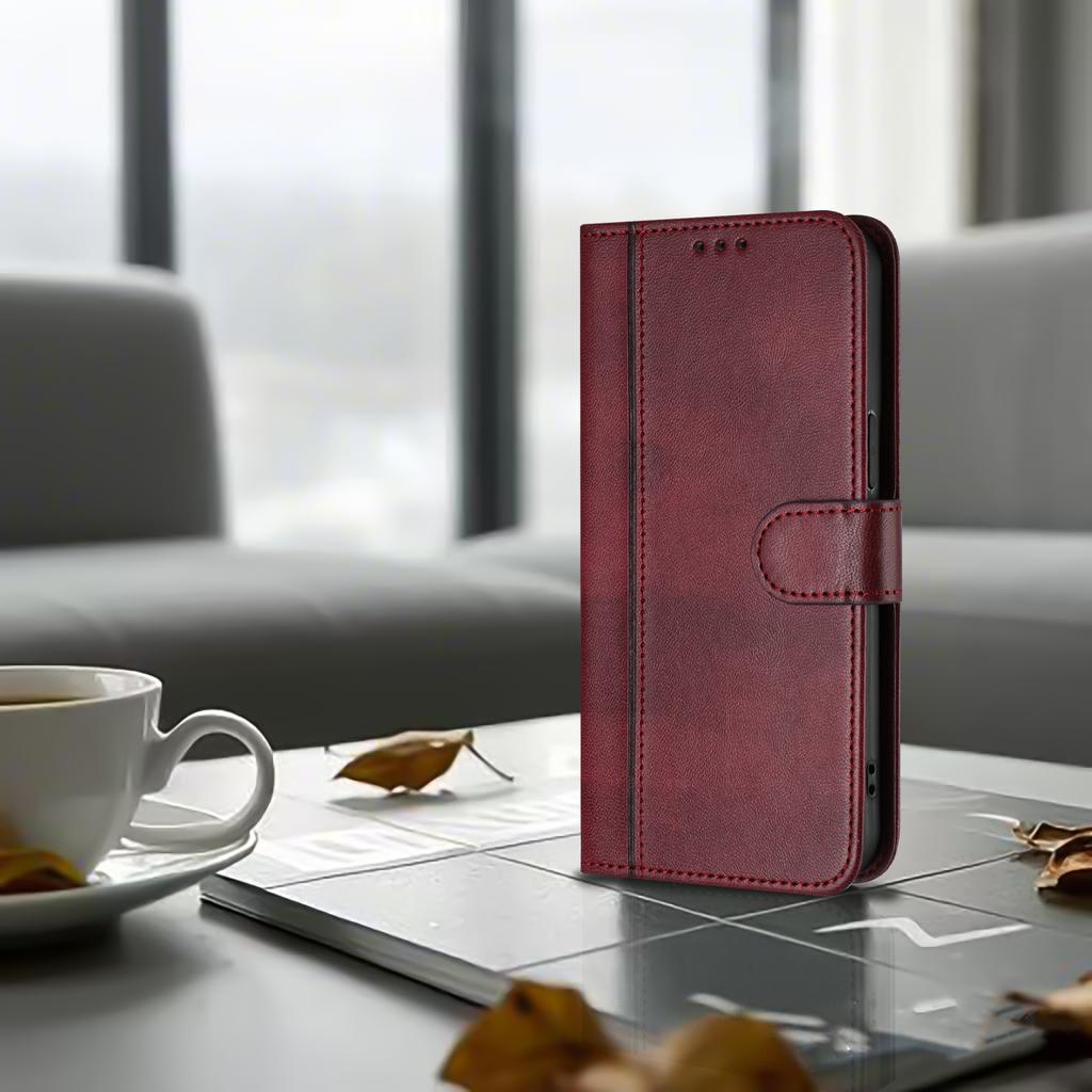 Husă din piele de lux cu linie simplă pentru Motorola Moto G75 G55 G35 G45 G85 G72 Edge50 G Power Card sloturi magnetice cu suport antișoc Flip Cover