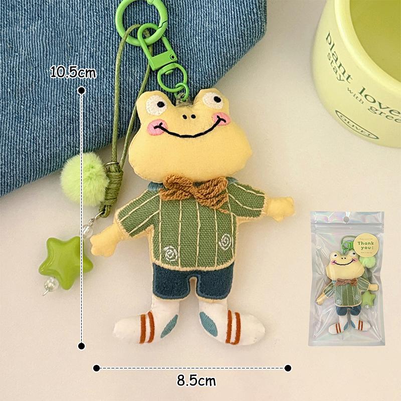

Креативный мультяшный брелок для ключей в виде тканевой куклы, милый брелок в виде куклы лягушки и медведя, подвеска для сумки, прекрасное подвесное украшение, парный держатель для ключей, подарки