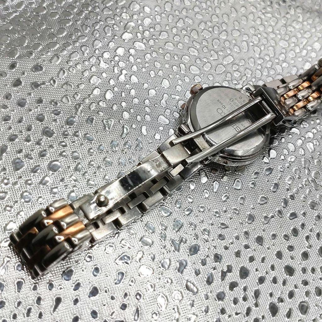 [USED] Seiko Exceline 2-piece diamond watch with box, instruction manual and links, solar-powered