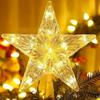 15cm Xmas Tree Topper Star Glowing Christmas Five-pointed Star Ornament with LED Light Colorful Shining Lamp Home Decor