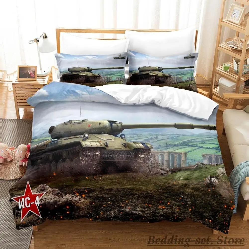 Game World Of Tanks Bedding Set Single Twin Full Queen King Size Bed Set Adult Kid Bedroom Duvetcover Sets Anime Bed Tool