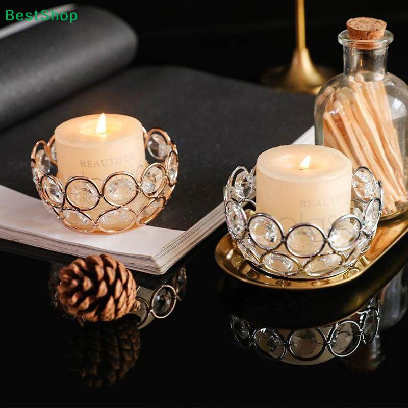 Gold Crystal Tealight Holder - Decorative Beaded Candle Holder for Wedding & Home