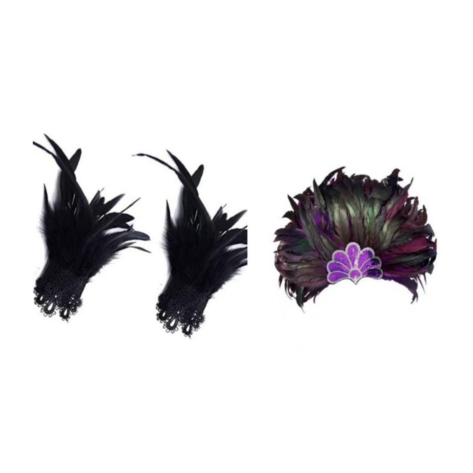 

Эластичный перьевой парик и браслет Набор Косплей Головные уборы Удобные Аксессуары для Костюмированной Вечеринки 1