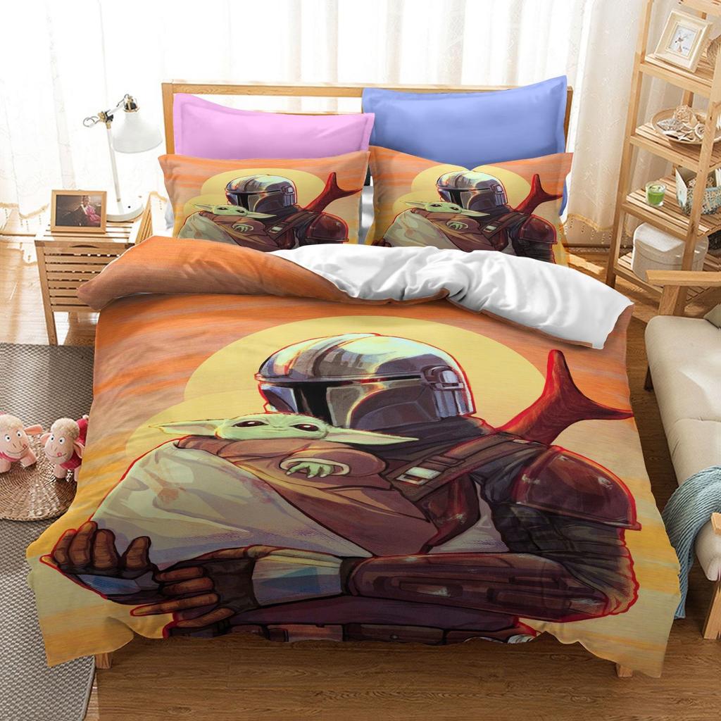 Juego de Ropa de Cama, Serie Mandalorian Tamaño Funda Nórdica de Tres Piezas