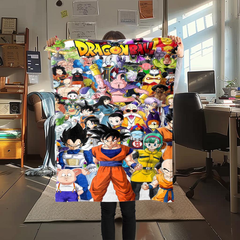 1 Stück Dragon Ball Super Aufdruck Flanelldecke, Hohe Qualität für alle Jahreszeiten, Heimdekoration, Wärme und Komfort, Perfekt für Weihnachtsgeschenke