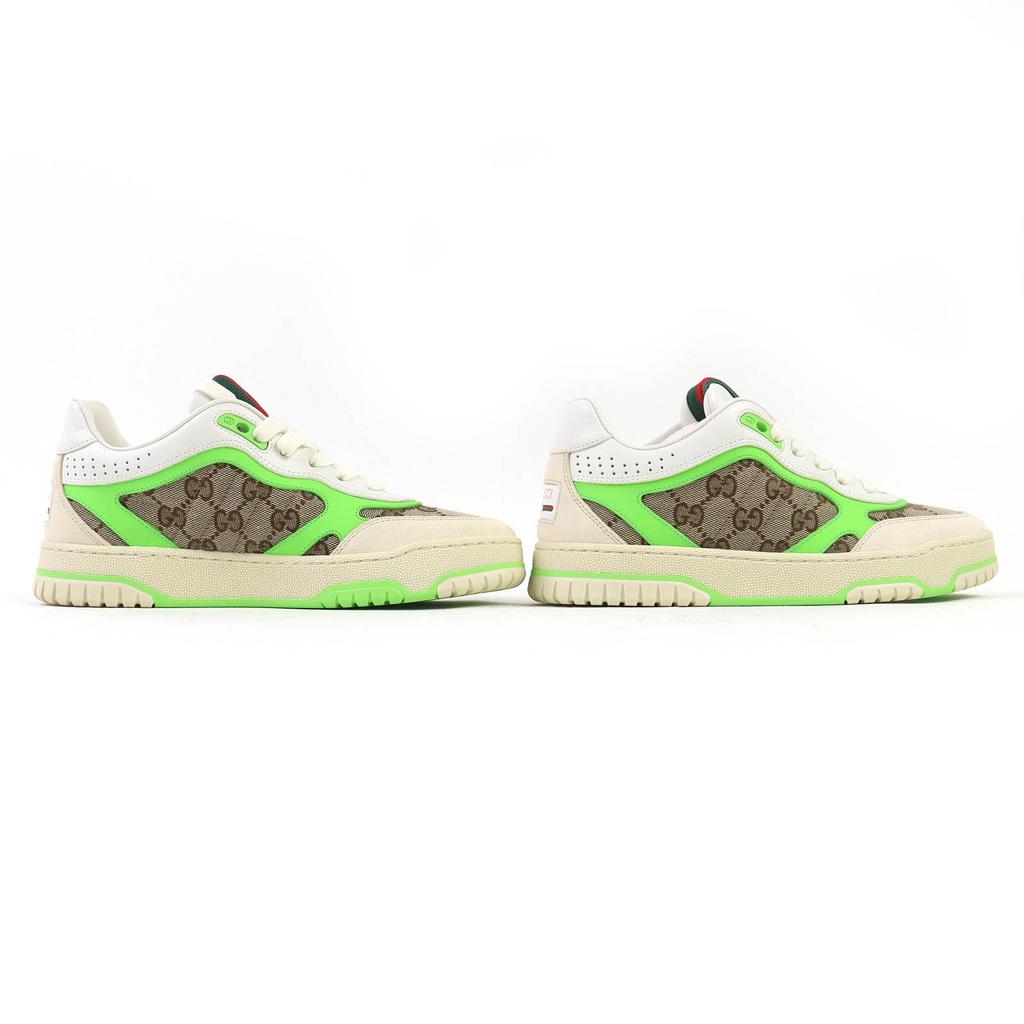 Pristine GUCCI Sneakers Reweb White Beige Green GG Canvas Women 36.5 785452 Used