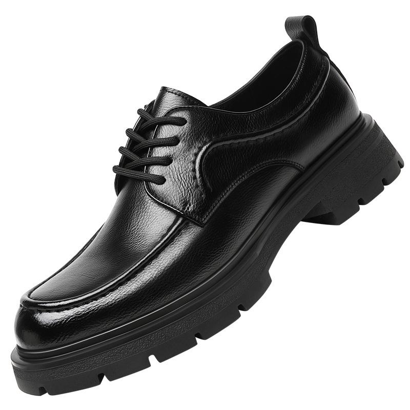 Inner Heightening Leather Shoes Men's 8cm2025 New Leather Breathable Men's Business Casual Leather Shoes Platform Foreign Trade Shoes