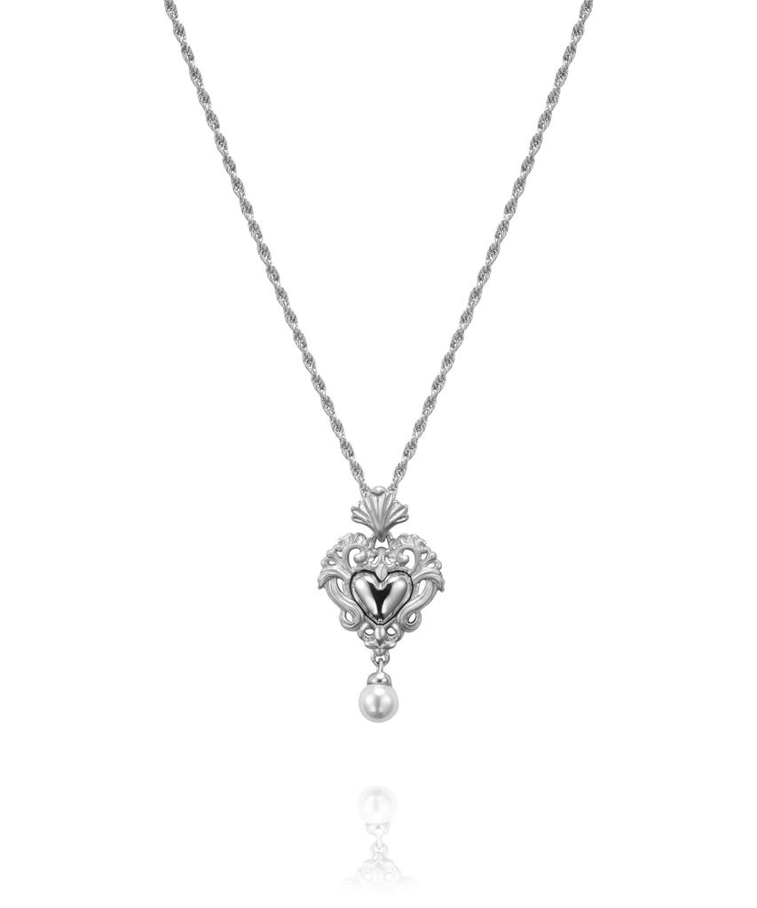Trencadism Art Nouveau Heart Necklace Silver 925 Necklace Ann15Htpl