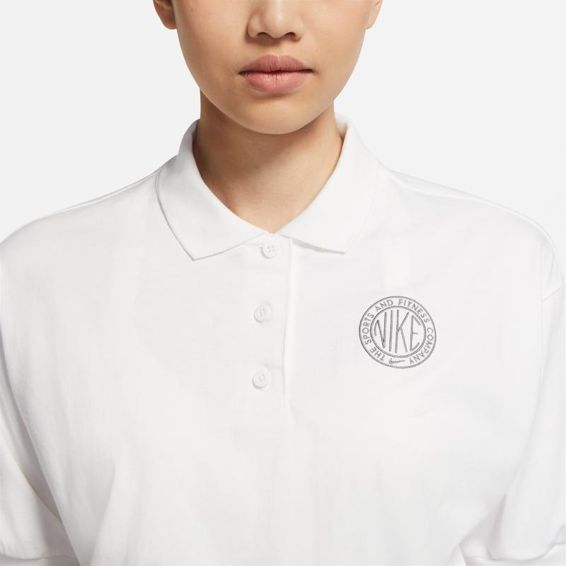 Nike Solid Color Casual Waist Short Sleeve Drop Shoulder T-Shirt Women Tops White CZ8223-100