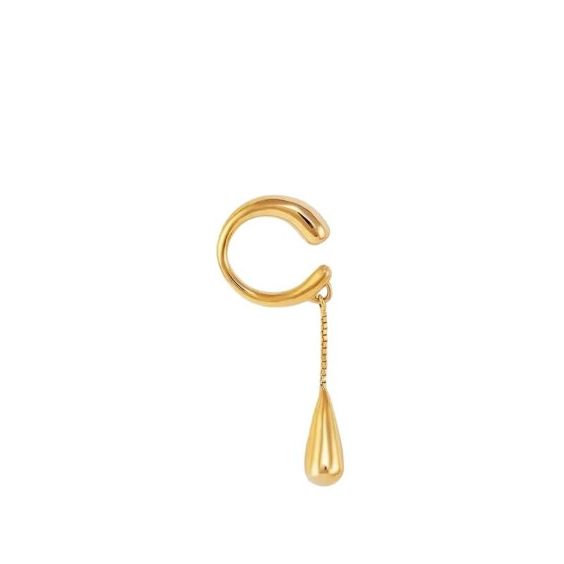

2025 Trendy C-shaped Metal Teardrop Tassel Ear Cuff Clip Earrings for Women Girls Fake Cartilage Non-Piercing Zircon Gifts