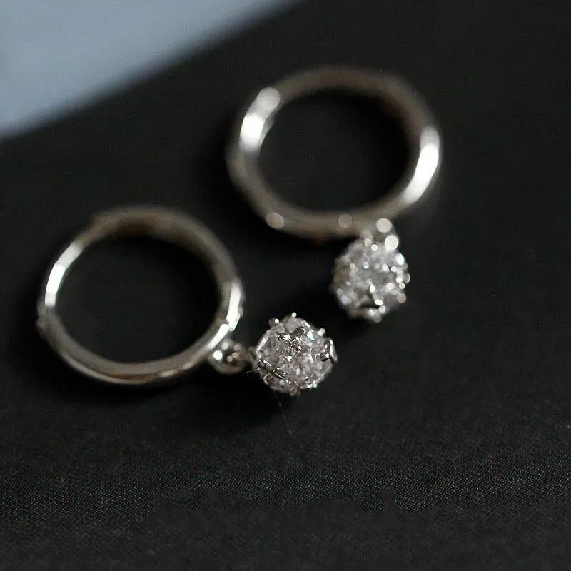 925 Silver Needle Crystal Zircon Golden Round Earrings Geometric Flower Rhinestones Hoop Classic Earrings Jewelry Party Gifts