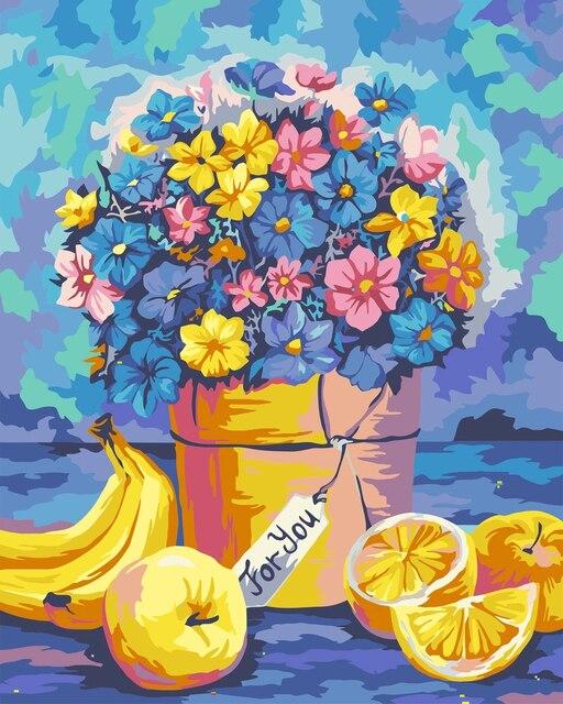 5D Diamond Painting Flowers Fruit Full Round Drill Cross Stitch Kit Diamond Embroidery Mosaic Picture Home Decoration