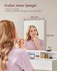 Toilette with large mirror and 2 drawers 3 Open compartments cosmetic table modern white