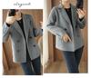 Women's Petite Double-Breasted Wool Cashmere Coat - Autumn/Winter Suit Collar Overcoat