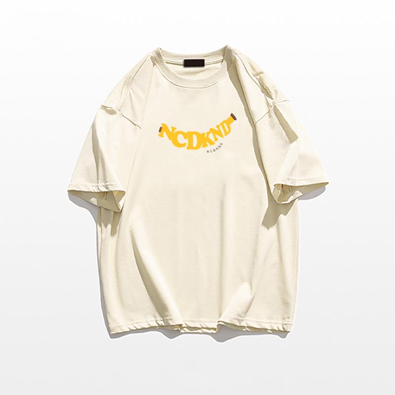 

2025 Женская темно-синяя тяжелая хлопковая футболка с коротким рукавом свободного кроя в американском стиле L абрикосовый