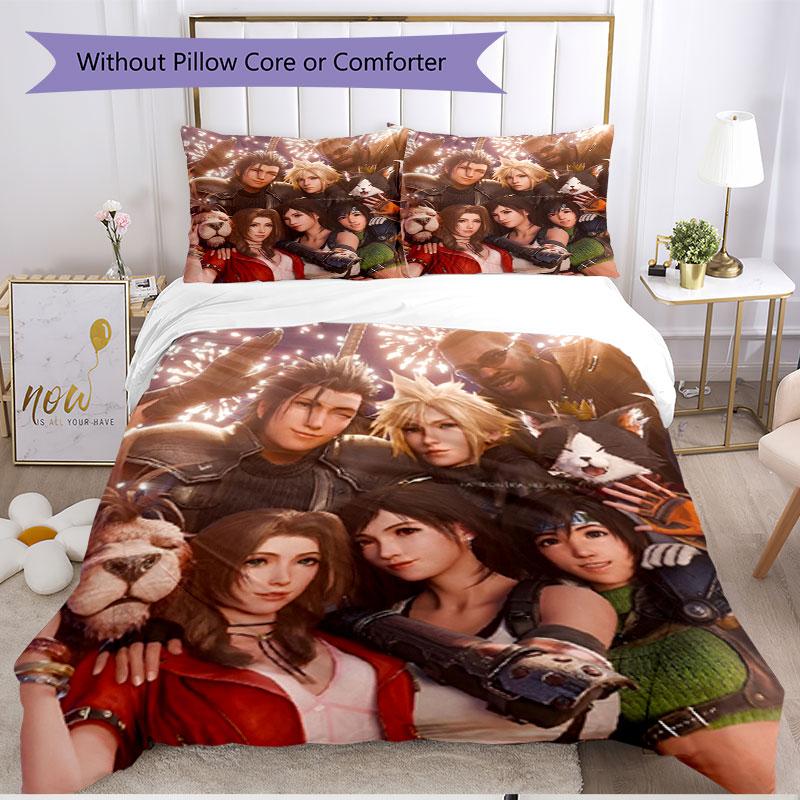 3pcs Duvet Cover Set (1*Duvet Cover + 2*Pillowcase, Without Core), Final Fantasy Print Soft All‑Season Bedding Set, Home Bedroom Decor Gift