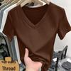 2026 Rippstrick-Kurzarm-Schlankmacher-T-Shirt für Damen in Übergröße