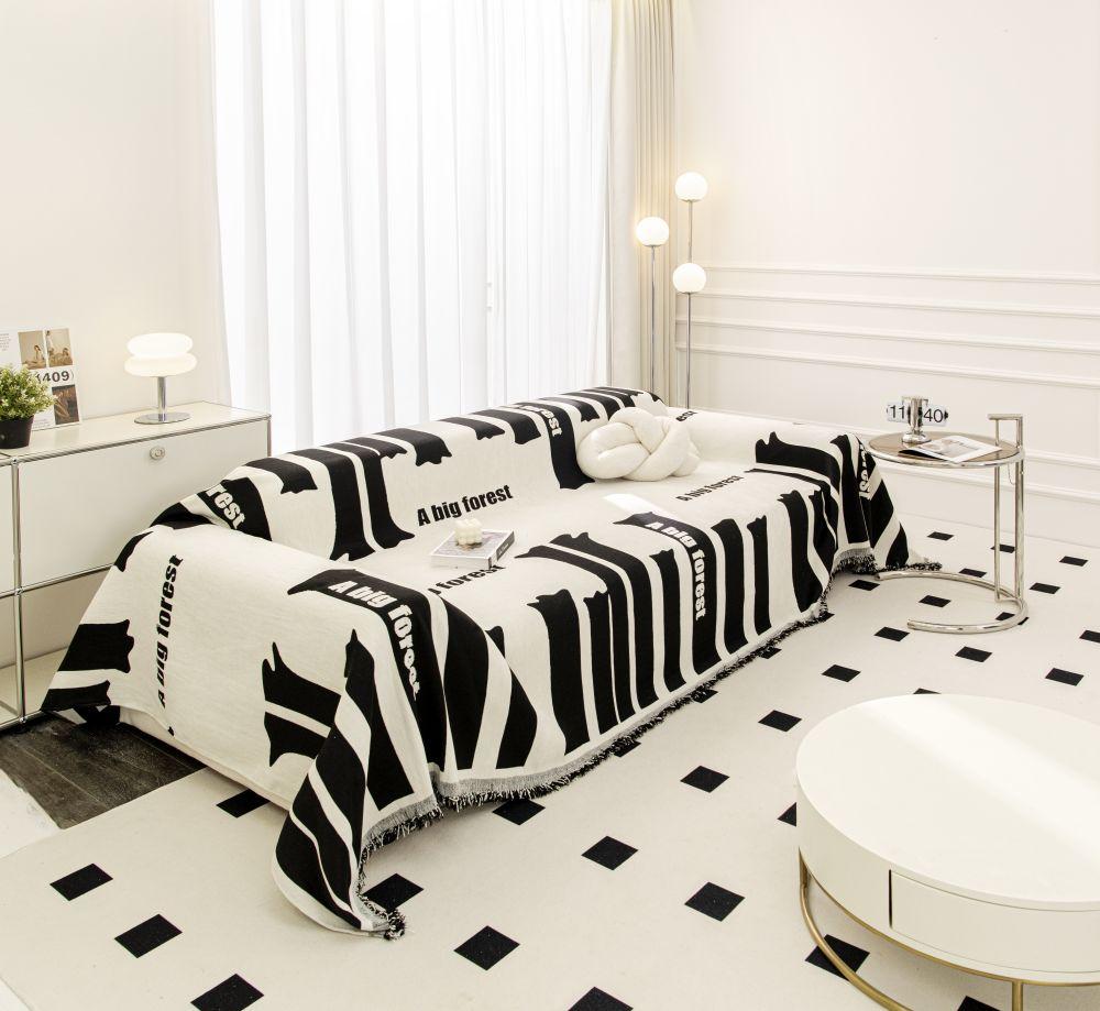 Black White Sofa Cushion Cover Sofa Cover Chenille Universal Sofa Towel Couch Cover Pet Mat Living Room Sofa Dust Proof