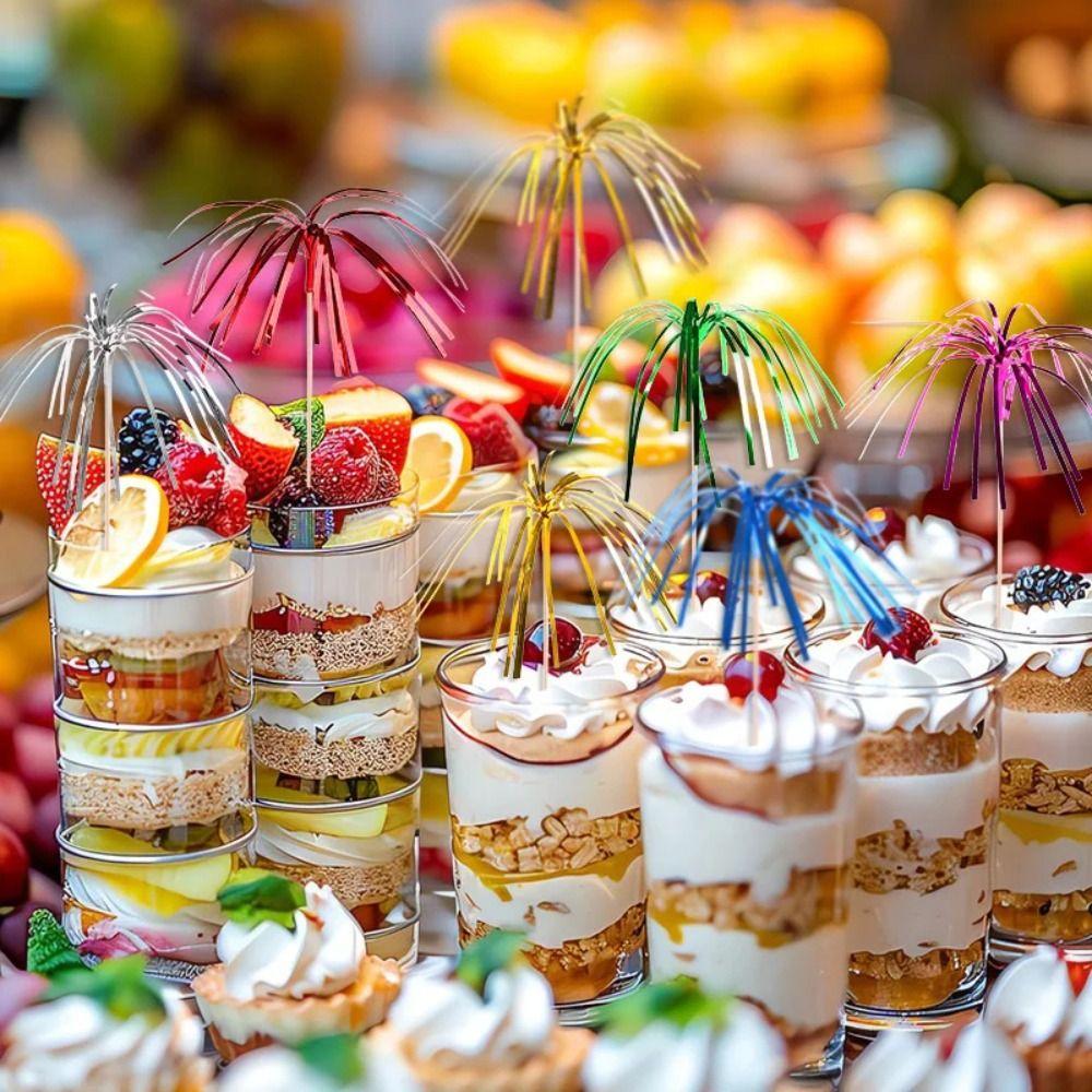 100 stk Engangs Dusker Fyrverkeri Kaketopp Fargerike Dessert Fruktpinner Strandfest