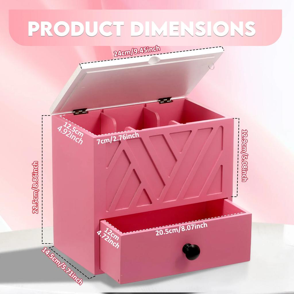 Wood Tampon Holder Bathroom Pad and Tampon Storage Box with Lid and Drawer Feminine Product Organizer for Toilet Desktop Decor