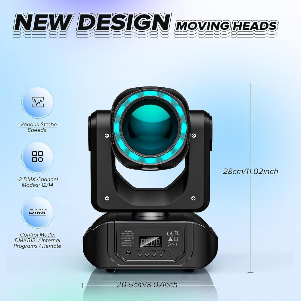 80W Moving Head Stage Light 10 Pattern 8 Colors 18 Prisms Beam Effect High Brightness Powerful Spotlight Party Light with Remote Control