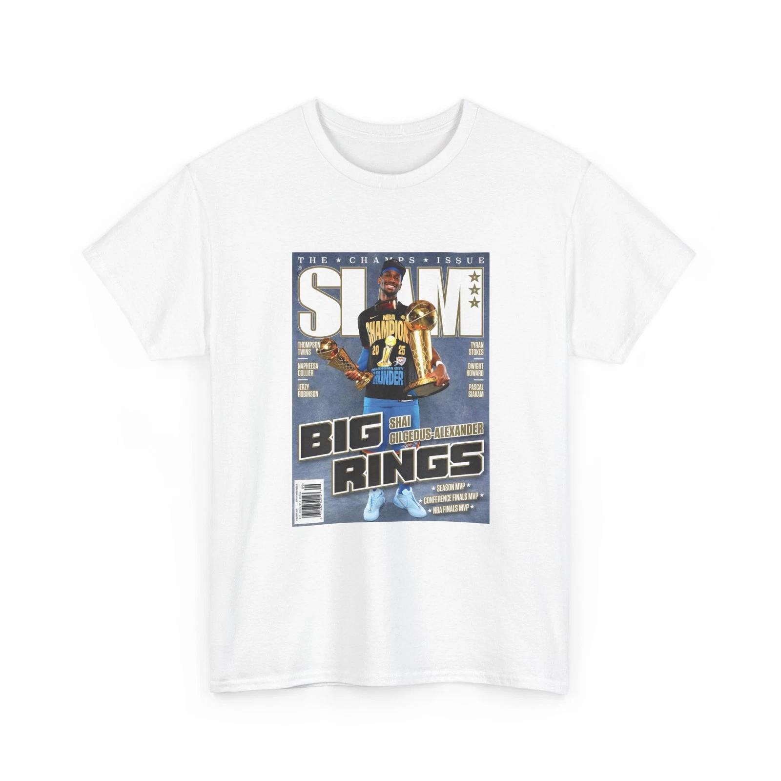 Shai Gilgeous-Alexander OKC NBA Champion Slam Magazine Cover Basketball T-Shirt XL