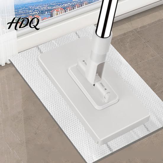 Klick-Griff Mopp 100 cm Händefrei Mehrzweck Flachmopp Multifunktional Faul mit Ein-Klick-Tuch Anti-Rutsch-Griffaufsatz 8 Wiederverwendbare Tücher
