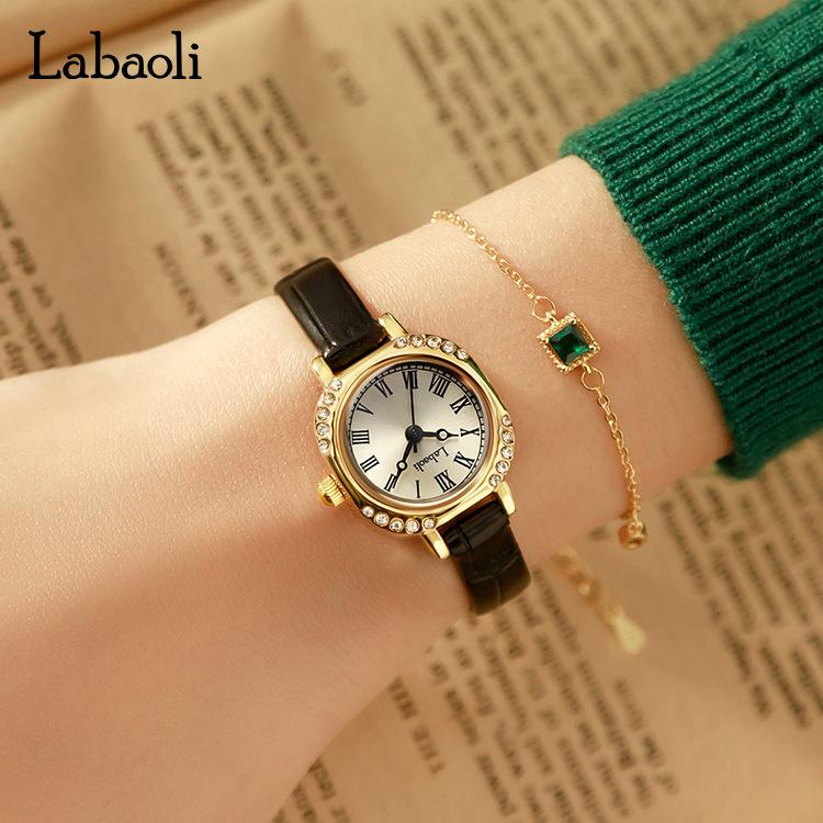 Ladies Watch With Diamonds Retro Square Fashion Quartz Watch Student Niche Temperament Women'S Watch