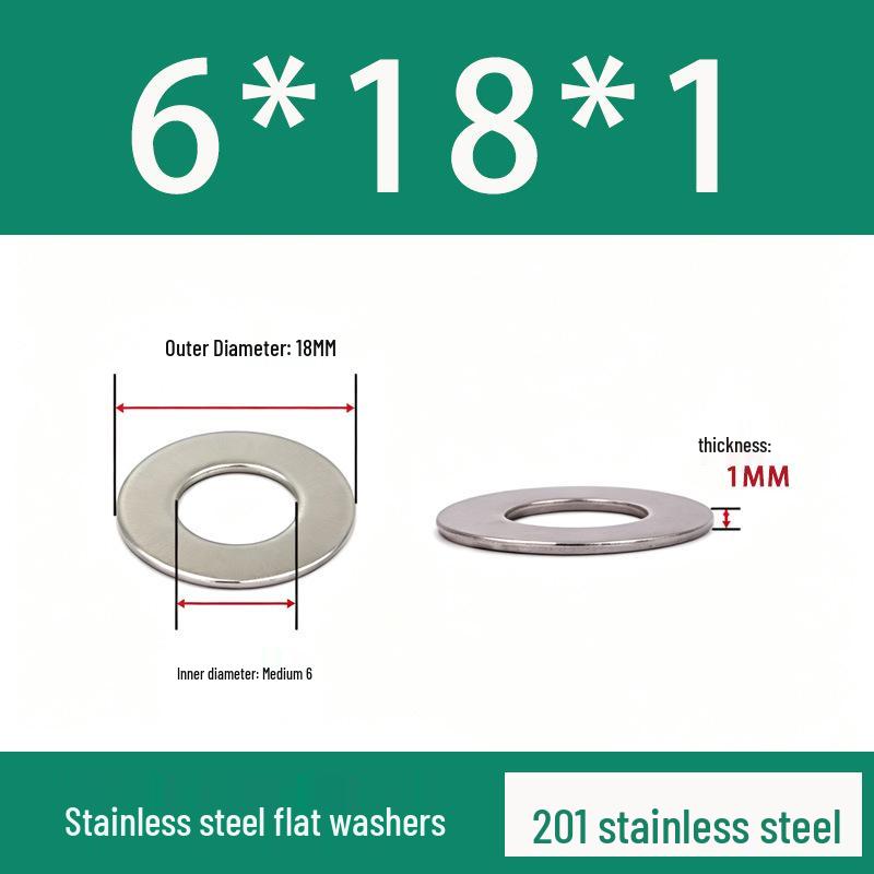 201 Stainless Steel Rust-proof Flat Washer - National Standard Hardware Fasteners with Complete Specifications, In Stock.